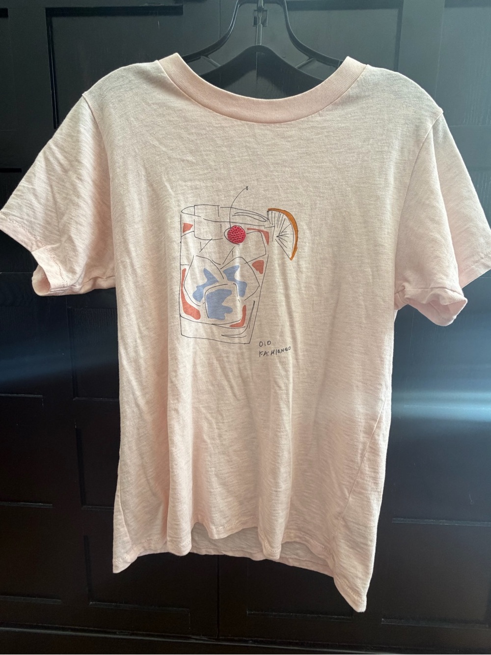 J. Crew light Pink Graphic Tee with Old Fashioned graphic